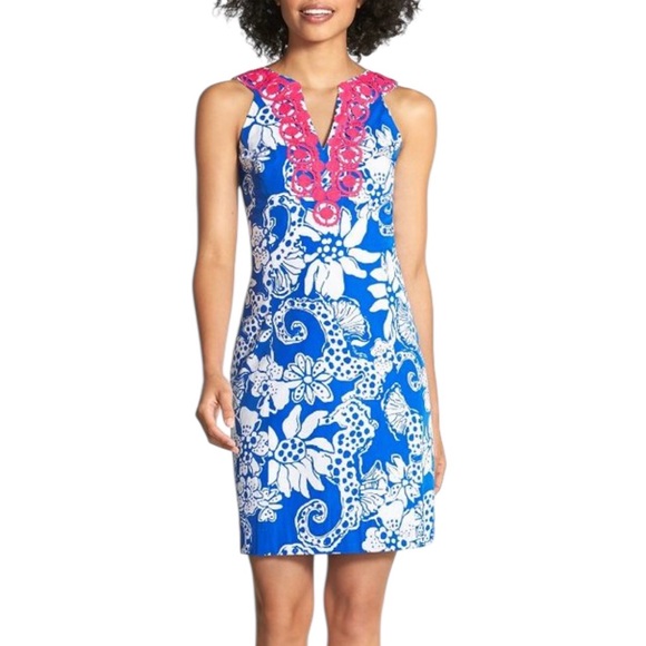 Lilly Pulitzer Dresses & Skirts - Lilly Pulitzer Augusta Shift dress 12 Classic Coastal Preppy Seahorse Resort